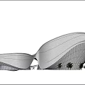 Modern Cultural Center Architectural Design With Unique Curved Shape And Green Landscaping