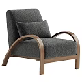 Modern Plush Accent Chair With Curved Wooden Arms And Neutral Tones