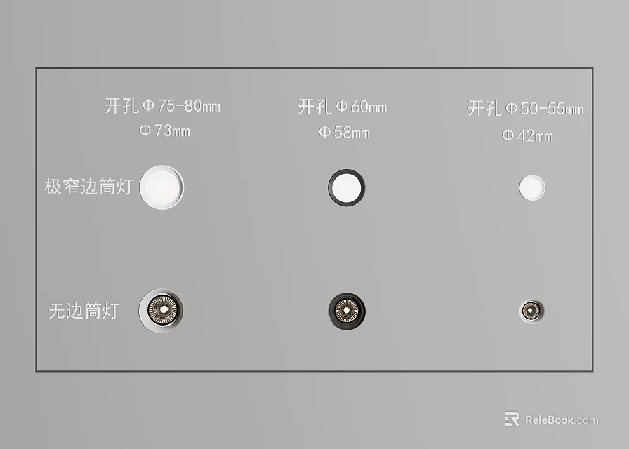Ultra Narrow Edge and Frameless Downlights Spotlights with Various Hole Sizes Options 3d model 