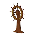 Vintage Wooden Ship Wheel Decorative Ornaments Set With Stand Base