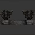 Detailed Gray Stone Architectural Structure With Cross Shaped Decorative Components