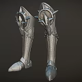 Silver Spiked Metal Combat Boots Weapon With Decorative Armor And Intricate Details