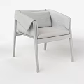 Modern Single Chair With Black Frame Light Gray Fabric Armrest Design