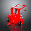 Red Industrial Portable Machine With Wheels Handle And Operating Components 3d model