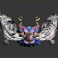 Cute Anime Style Game Character With Pink White Hair And Blue Frilled Dress