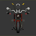 Red Motorcycle With Black Seat Yellow Accents Extended Rear Parts And Chrome Design