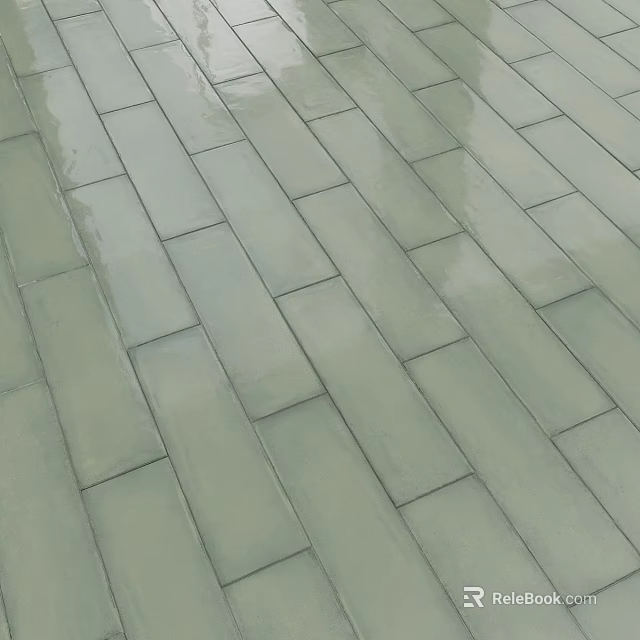 Light Green Rectangular Tiles For Interior Floor Paving Construction Components 3d model 