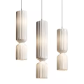 Three Modern White Striped Hanging Pendant Lights With Elegant Design 3d model