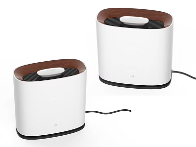 Two White Household Appliances With Wooden Top 3d model