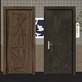 Wooden Flush Doors With Cross Panel Design In Light And Dark Wood Tones