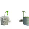 Natural Bamboo Water Spout Garden Ornament With Stone Basin And Decorative Rocks