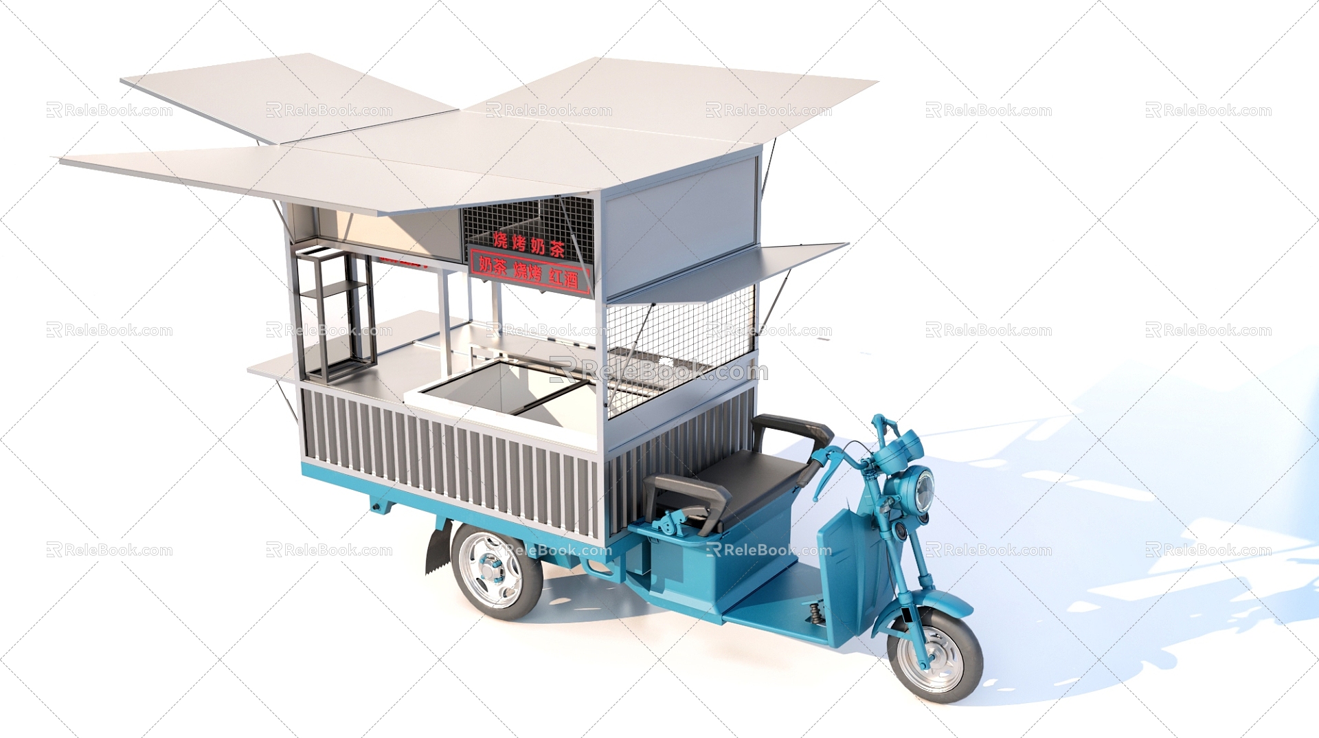 Tricycle Sale Car Mobile Milk Tea Stall 3d model