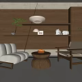 Modern Casual Sofa Set With Upholstered Seats Wooden Frame Round Coffee Table And Area Rug
