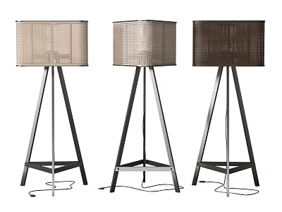 Modern Tripod Floor Lamps With Woven Shades In Various Colors 3d model