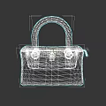 Sleek Black Handbag With Golden Metal Buckles And Leather Handles