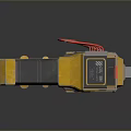 Futuristic Sci Fi Weapon With Yellow Gray Body Red Accent And Angular Mechanical Design 3d model