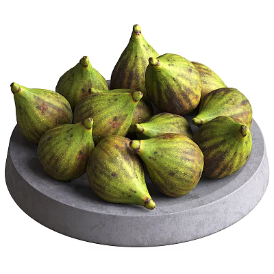 Fresh Figs Arranged On Gray Concrete Plate 3d model