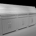 Wooden Display Shelf With Metal Frame And Multi Tiered Storage Cabinets