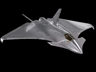 Stealth Fighter Jet Design With Sleek Silver Fuselage And Transparent Cockpit 3d model