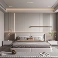 Elegant Modern Bedroom Interior Design With Large Bed Bedside Tables Wardrobe And Green Plant