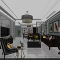 Modern Light Luxury Open Dining And Living Room With Elegant Furnishings And Warm Ambient Lighting