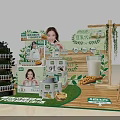 Commercial Equipment for Organic Food Product Display with Green Decorations and Shelf Stand