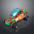 Colorful Futuristic Concept Car With Unique Design And Large Off Road Wheels