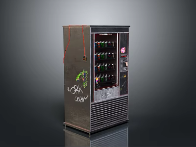 Game Movie Character Themed Vending Machine With Graffiti And Bottled Drinks Inside 3d model