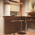 Modern Kitchen Interior With Wooden Cabinets Green Tiled Wall Black Faucet And White Sink