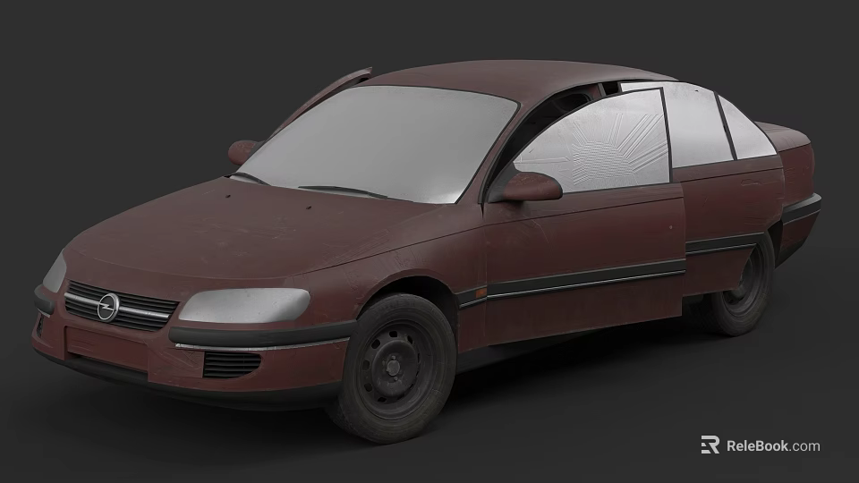 Burgundy Classic Sedan Featuring Smooth Body Lines And Black Wheels 3d model 