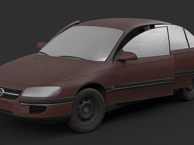 Burgundy Classic Sedan Featuring Smooth Body Lines And Black Wheels 3d model
