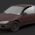 Burgundy Classic Sedan Featuring Smooth Body Lines And Black Wheels