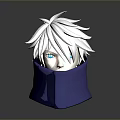 3D Character Design With White Hair Blue Eyes And Purple Scarf