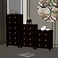 New Chinese style high and low bucket cabinet combination 3d model