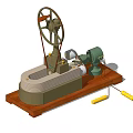 Industrial Equipment Mechanical Device With Motor Lever And Wooden Base