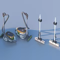 Household Cleaning Tools Including Vacuum Cleaners And Flat Mops With Practical Design