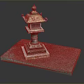Traditional Ancient Style Bronze Decorative Lantern With Stone Base And Ornate Top