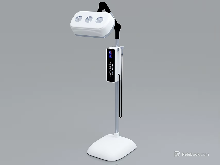 Medical Device Stand with Adjustable Arm Top LED Lights and Control Panel Display Screen 3d model