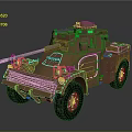 Brown Military Functional Vehicle With Turret Cannon And Green Indicator Lights