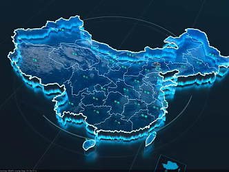 China Science and Technology Map Blue Map 3d model