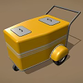 Yellow Wheeled Equipment Cart With Two Lids And Storage Compartments
