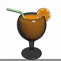 Refreshing Orange Beverage in Highball Glass with Orange Slice and Green Straw