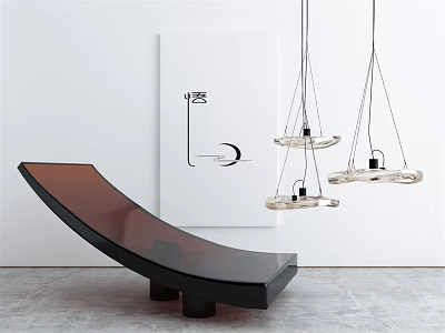 Modern Lounge Chair in Contemporary Interior with Artwork and Pendant Lights 3d model