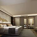 Hotel Guest Room Interior With Modern Sofa Armchair TV Rug and Floor to Ceiling Window