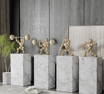 Light Luxury Sculpture Character Sculpture Ornaments Combination 3d model