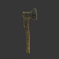 Antique Weapon Rusty Metal Axe Head With Wooden Handle And Vintage Design