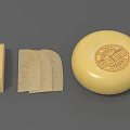 Fresh Cheese Display Featuring Round Wheel Sliced Pieces And Block 3d model
