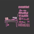 Classic Reading Space With Vintage Desk Stacked Books Open Book Table Lamp And Papers