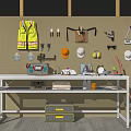 Modern tools cork board hardware tool wall hardware combination screwdriver electric drill saw hexagon socket tool safety helmet combination 3d model