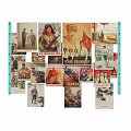 Retro Character Paintings With Diverse Figures Red Flags And Propaganda Slogans